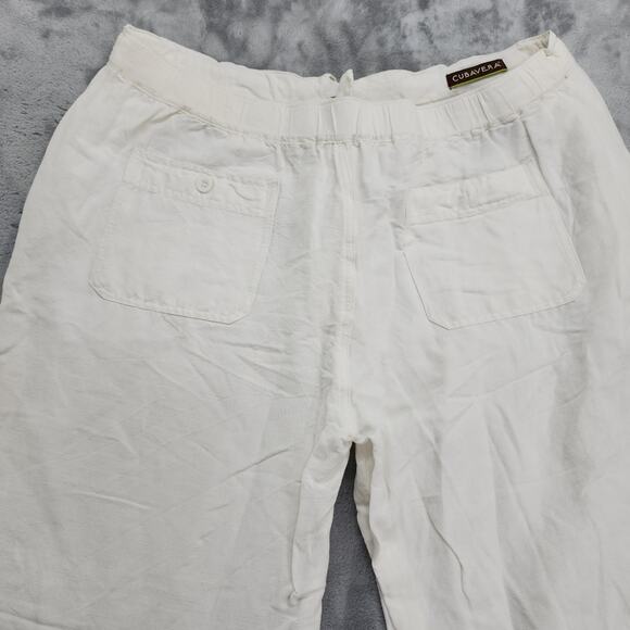 Cubavera Pants Mens XL White Natural Linen Blend Drawstring Straight Pockets - Picture 3 of 10